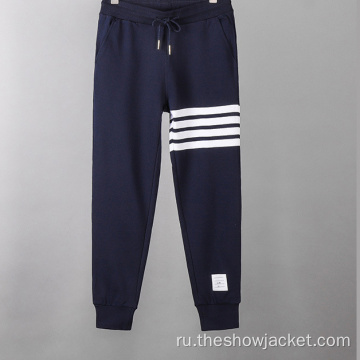 Мужские спортивные штаны в хлопковую полоску со сблокированными стопами по индивидуальному заказу